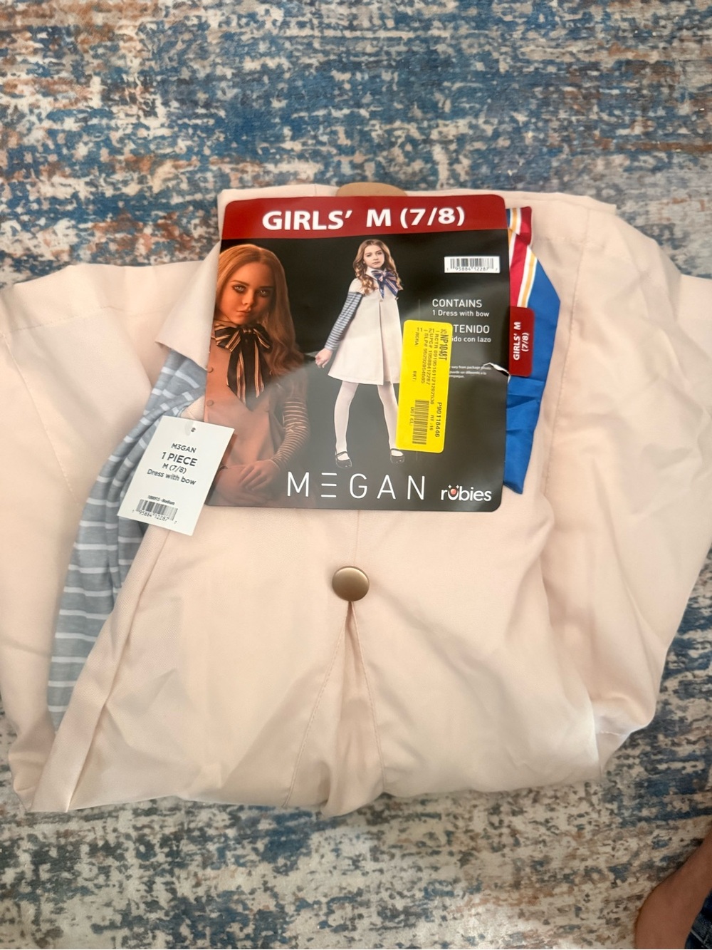 M3GAN Costume Dress with Blue & Red Striped Bow - Picture 4 of 4